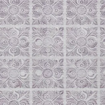 9' X 12' Lavender And Silver Medallion Washable Indoor Outdoor Area Rug