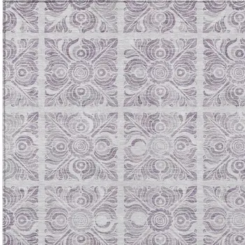 10' X 14' Lavender And Silver Medallion Washable Indoor Outdoor Area Rug
