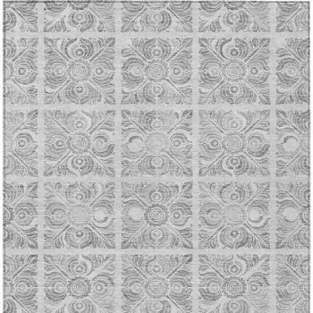 3' X 5' Silver And Gray Medallion Washable Indoor Outdoor Area Rug