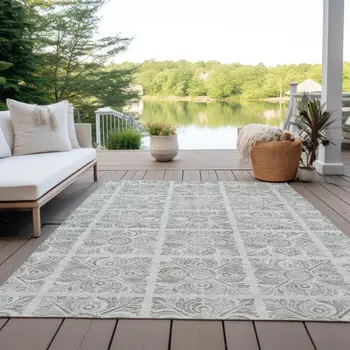 3' X 5' Taupe Beige And Tan Medallion Washable Indoor Outdoor Area Rug