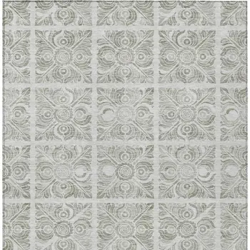 5' X 8' Taupe Beige And Tan Medallion Washable Indoor Outdoor Area Rug