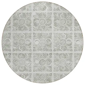 8' Taupe Beige And Tan Round Medallion Washable Indoor Outdoor Area Rug