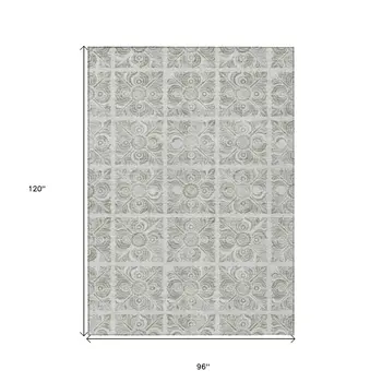 8' X 10' Taupe Beige And Tan Medallion Washable Indoor Outdoor Area Rug