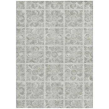 8' X 10' Taupe Beige And Tan Medallion Washable Indoor Outdoor Area Rug
