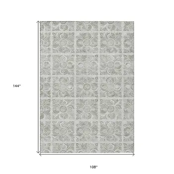 9' X 12' Taupe Beige And Tan Medallion Washable Indoor Outdoor Area Rug