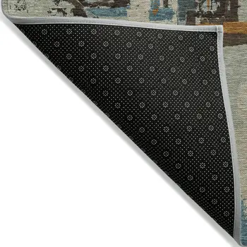 3' X 5' Beige Brown And Copper Geometric Washable Indoor Outdoor Area Rug