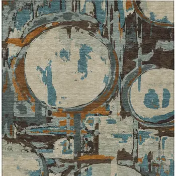 8' X 10' Beige Brown And Copper Geometric Washable Indoor Outdoor Area Rug