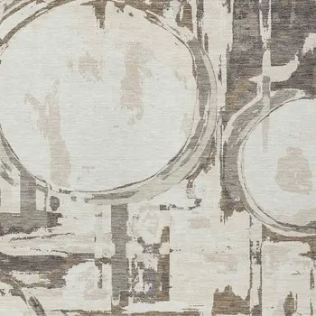 8' X 10' Ivory Beige And Taupe Geometric Washable Indoor Outdoor Area Rug