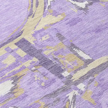 8' Lavender Lilac And Purple Round Geometric Washable Indoor Outdoor Area Rug
