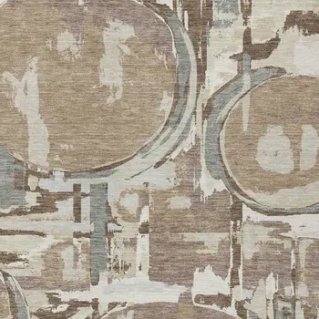 5' X 8' Brown Taupe And Beige Geometric Washable Indoor Outdoor Area Rug