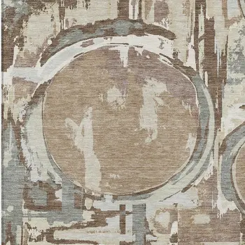 8' X 10' Brown Taupe And Beige Geometric Washable Indoor Outdoor Area Rug