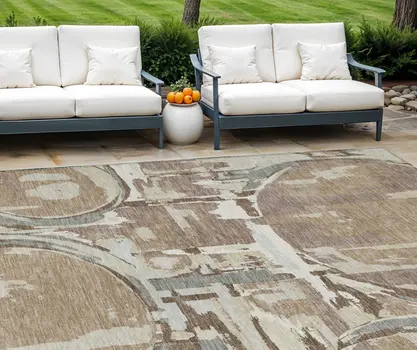 9' X 12' Brown Taupe And Beige Geometric Washable Indoor Outdoor Area Rug
