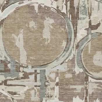 9' X 12' Brown Taupe And Beige Geometric Washable Indoor Outdoor Area Rug