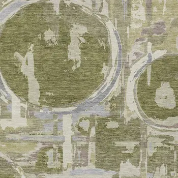 3' X 5' Olive Green Gray And Beige Geometric Washable Indoor Outdoor Area Rug