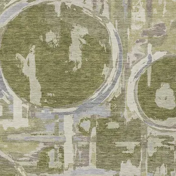 5' X 8' Olive Green Gray And Beige Geometric Washable Indoor Outdoor Area Rug
