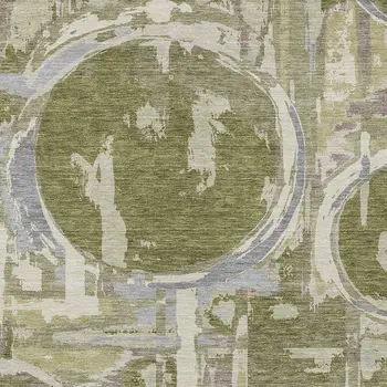 8' X 10' Olive Green Gray And Beige Geometric Washable Indoor Outdoor Area Rug
