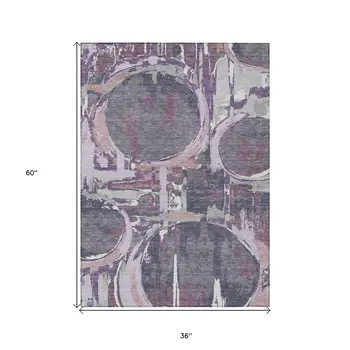 3' X 5' Purple Lavender And Plum Geometric Washable Indoor Outdoor Area Rug