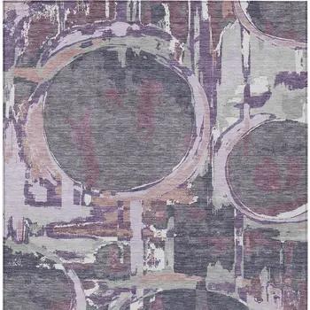 10' X 14' Purple Lavender And Plum Geometric Washable Indoor Outdoor Area Rug