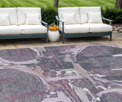 10' X 14' Purple Lavender And Plum Geometric Washable Indoor Outdoor Area Rug