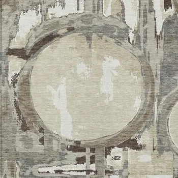 5' X 8' Tan Taupe And Beige Geometric Washable Indoor Outdoor Area Rug