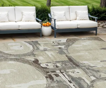 10' X 14' Tan Taupe And Beige Geometric Washable Indoor Outdoor Area Rug