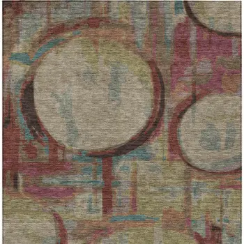 3' X 5' Taupe Beige And Blush Geometric Washable Indoor Outdoor Area Rug