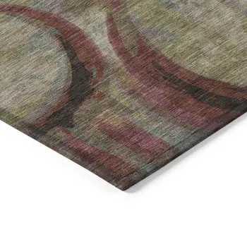 3' X 5' Taupe Beige And Blush Geometric Washable Indoor Outdoor Area Rug