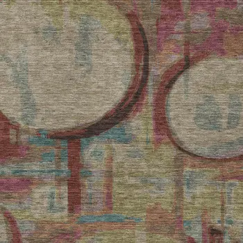 5' X 8' Taupe Beige And Blush Geometric Washable Indoor Outdoor Area Rug