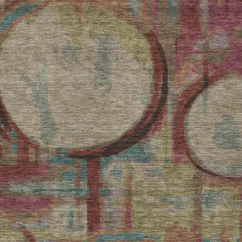 9' X 12' Taupe Beige And Blush Geometric Washable Indoor Outdoor Area Rug