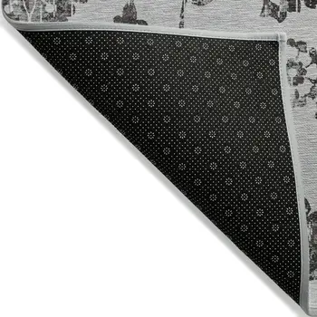 10' X 14' Gray Charcoal And Silver Floral Washable Indoor Outdoor Area Rug