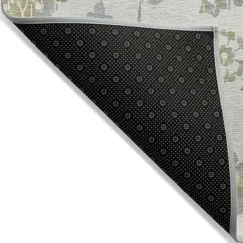 8' X 10' Ivory Gray And Gold Floral Washable Indoor Outdoor Area Rug
