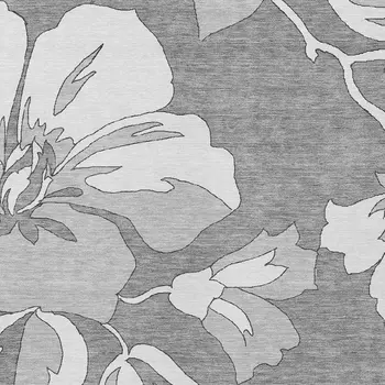 8' X 10' Gray And Silver Floral Washable Indoor Outdoor Area Rug