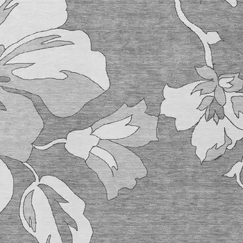 10' X 14' Gray And Silver Floral Washable Indoor Outdoor Area Rug
