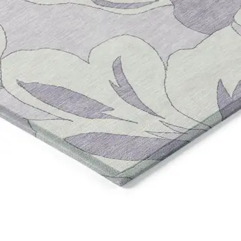 5' X 8' Lavender Lilac And Ivory Floral Washable Indoor Outdoor Area Rug