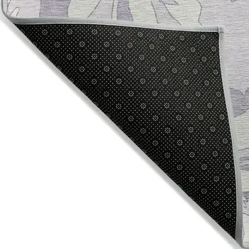 8' X 10' Lavender Lilac And Ivory Floral Washable Indoor Outdoor Area Rug
