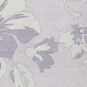 8' X 10' Lavender Lilac And Ivory Floral Washable Indoor Outdoor Area Rug