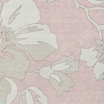 5' X 8' Pink Ivory And Beige Floral Washable Indoor Outdoor Area Rug