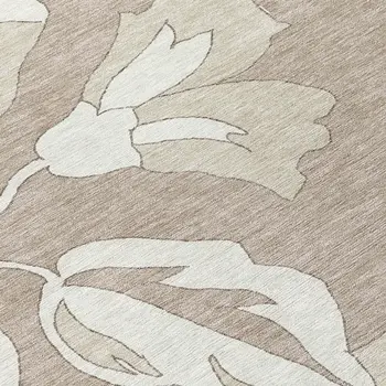 5' X 8' Taupe Beige And Ivory Floral Washable Indoor Outdoor Area Rug