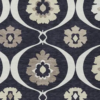 10' X 14' Black Ivory And Taupe Medallion Washable Indoor Outdoor Area Rug