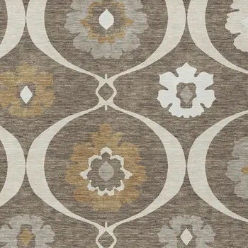 9' X 12' Brown Beige And Taupe Medallion Washable Indoor Outdoor Area Rug