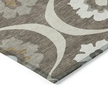 10' X 14' Brown Beige And Taupe Medallion Washable Indoor Outdoor Area Rug