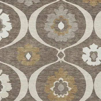 10' X 14' Brown Beige And Taupe Medallion Washable Indoor Outdoor Area Rug