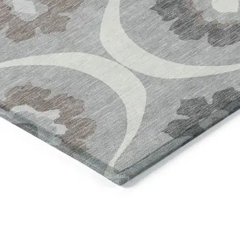 3' X 5' Gray Charcoal And Brown Medallion Washable Indoor Outdoor Area Rug