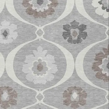 3' X 5' Gray Charcoal And Brown Medallion Washable Indoor Outdoor Area Rug