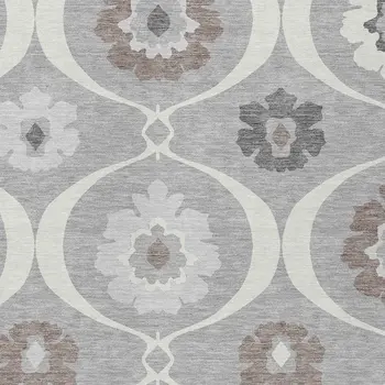 5' X 8' Gray Charcoal And Brown Medallion Washable Indoor Outdoor Area Rug