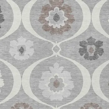 10' X 14' Gray Charcoal And Brown Medallion Washable Indoor Outdoor Area Rug