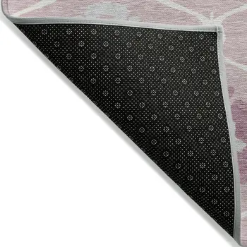 3' X 5' Pink Blush And Gray Medallion Washable Indoor Outdoor Area Rug