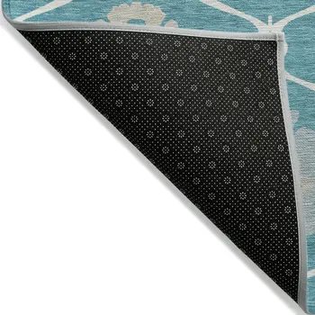8' X 10' Teal Blue Gray And Beige Medallion Washable Indoor Outdoor Area Rug