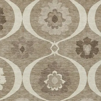 8' X 10' Taupe Brown And Ivory Medallion Washable Indoor Outdoor Area Rug