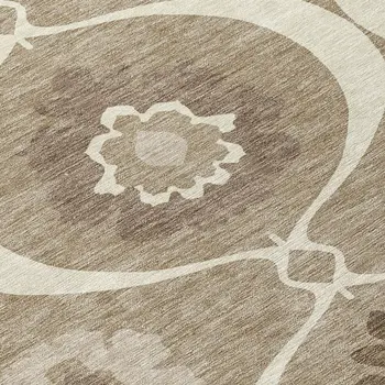 8' X 10' Taupe Brown And Ivory Medallion Washable Indoor Outdoor Area Rug
